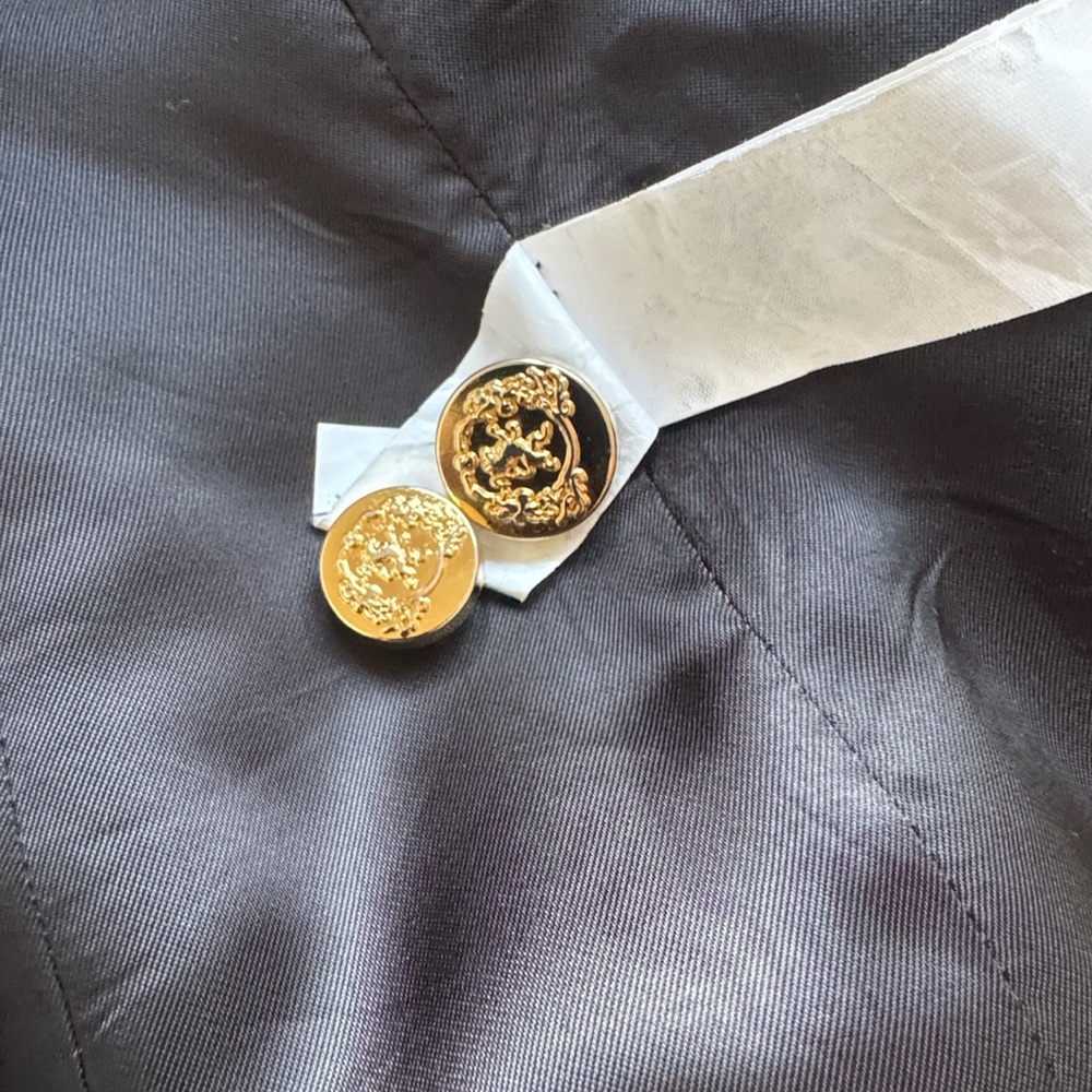 Zara MANTECO premium wool Black Pea Coat with Gold Accents - Picture 8 of 8